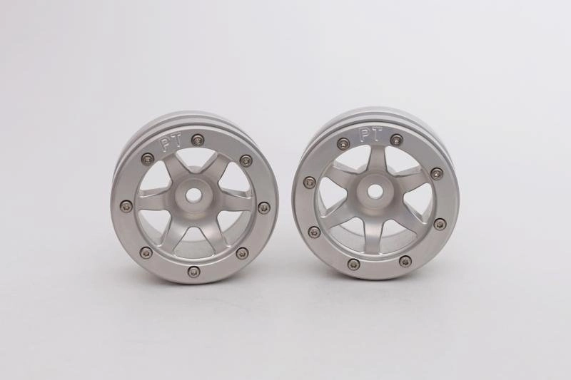 Kovové Beadlock CNC disky 1,9 PT Wave Silver/Silver, 2 ks
