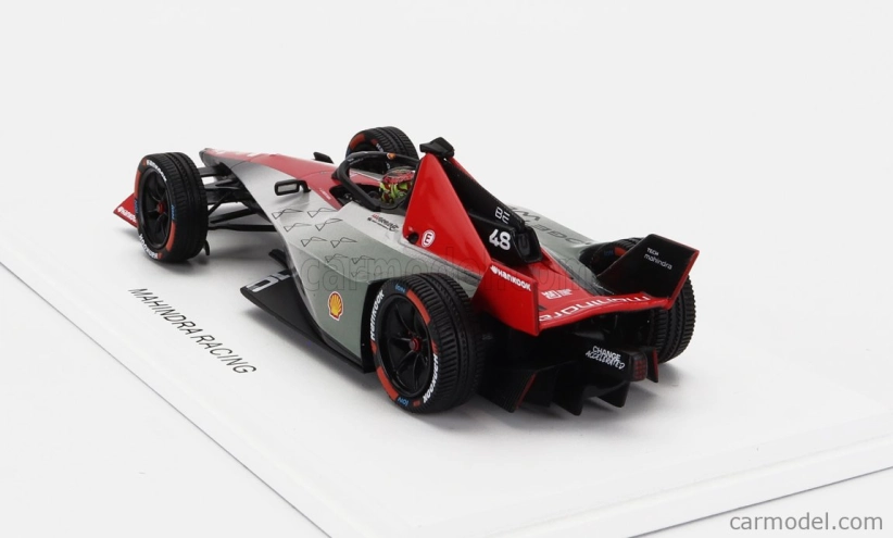 Spark-model Mahindra Formula-e M9 Electro Team Mahindra Racing N 48 Season 2023-2024 Edoardo Mortara 1:43 Stříbrná Červená Černá