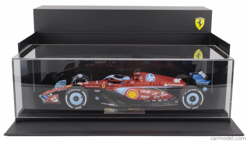 Looksmart Ferrari F1  Sf-24 Team Scuderia Ferrari N 16 3rd Miami Gp 2024 Charles Leclerc - Con Vetrina - With Showcase 1:18 Červená Černá Světle Modrá