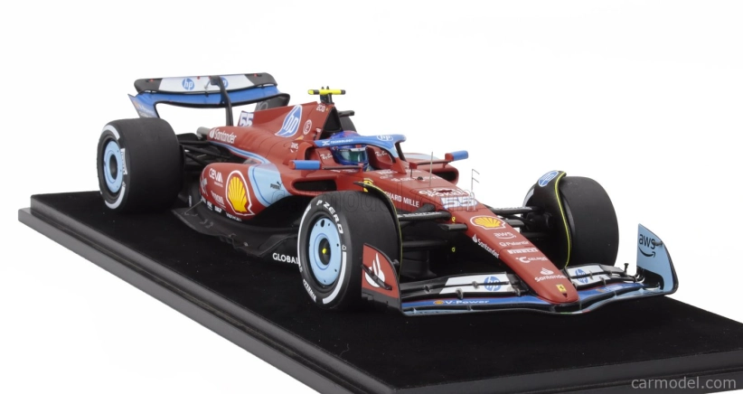 Looksmart Ferrari F1  Sf-24 Team Scuderia Ferrari N 55 5th Miami Gp 2024 Carlos Sainz - Con Vetrina - With Showcase 1:18 Červená Černá Světle Modrá