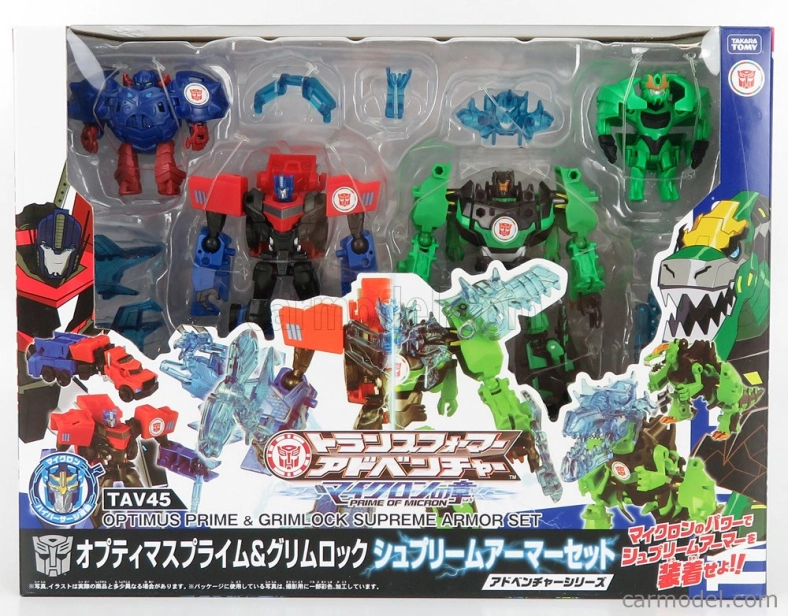 Takara-tomy Takara-tomy Transformers Set 2x dobrodružstvo Grimlock + Optimus Prime 1:64 zelená čierna modrá