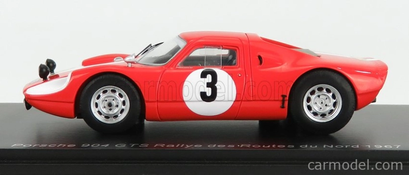 Spark-model Porsche 904 Gts N 3 Rally Des Routes Du Nord 1966 F.dumousseau - M.roques 1:43 Červená biela