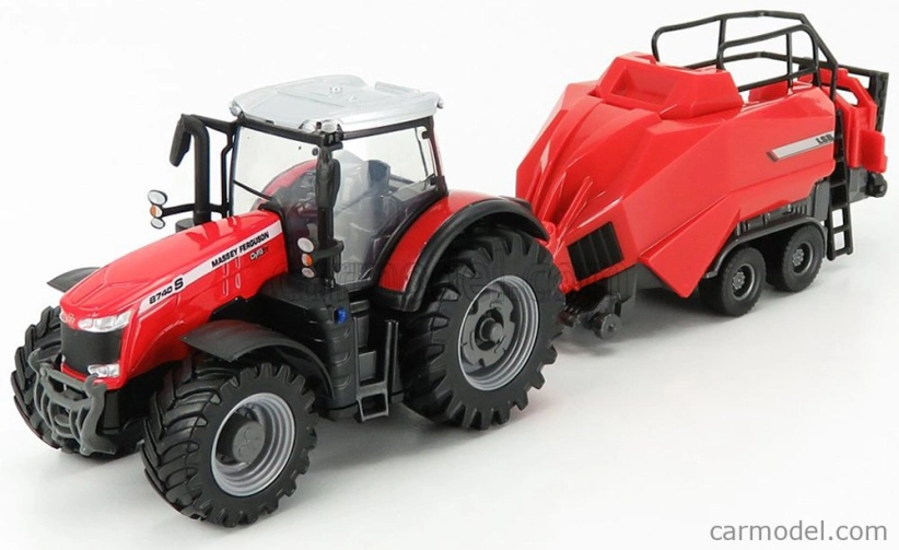 Bburago Massey Ferguson 8740S s doplňky (dárkové balení)