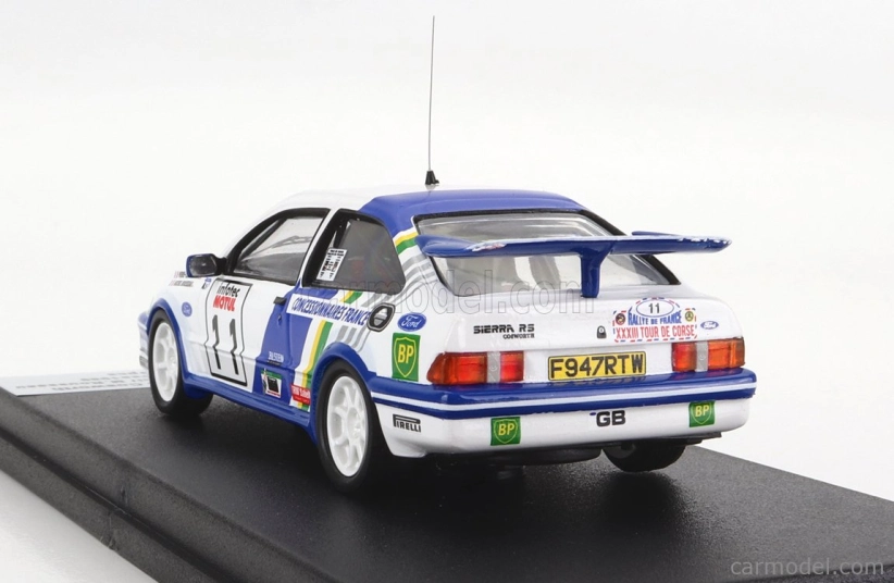 Trofeu Ford england Sierra Rs Cosworth (nočná verzia) N 11 Rally Tour De Corse 1989 P.c.baroni - M.rousseau 1:43 Biela Modrá