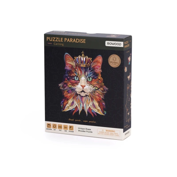 RoboTime Drevené puzzle Cat King