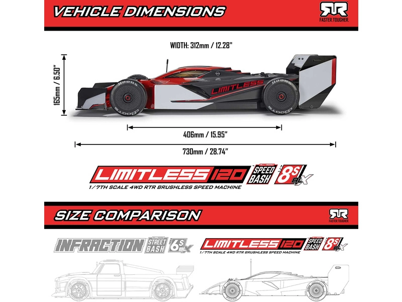 Arrma Limitless 8S BLX 1:7 4WD AVC RTR červená/čierna