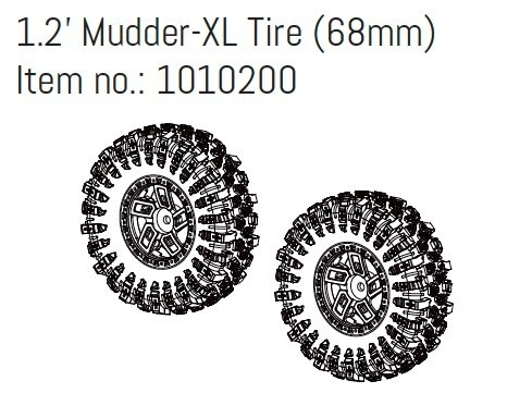 HBP240370 - (1010200) 1.2"" Wheel Set ""Mudder-XL"" 68mm (4)