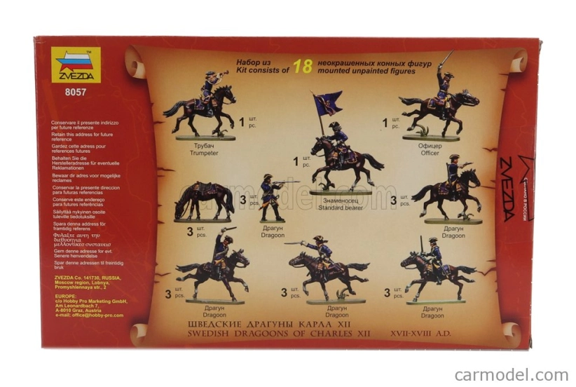 Zvezda Figures Swedish Dragoons Of Charles Xii 1:72 /