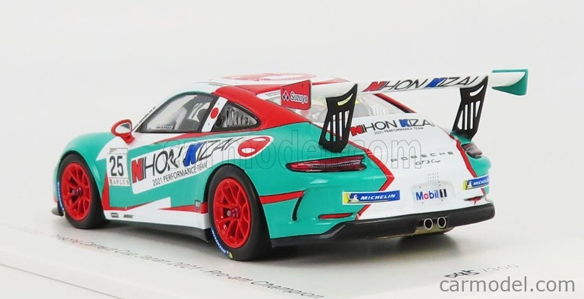 Spark-model Porsche 911 991 Gt3 Cup N 25 Porsche Carrera Cup Japan Pro-am Champion 2021 Kiyoshi Uchiyama 1:43 Light Blue White
