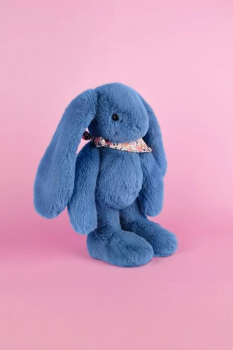 Doudou Plyšový králik so šatkou modrý 35 cm