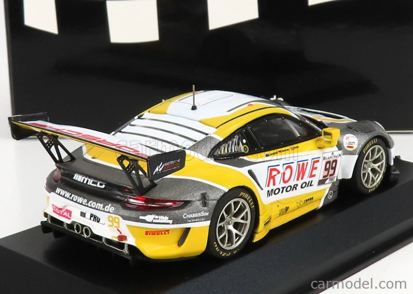 Minichamps Porsche 911 991-2 Team Rowe Racing N 99 7th 24h Spa 2019 D.olsen - M.campbell - D.werner 1:43 Sivá Biela Žltá