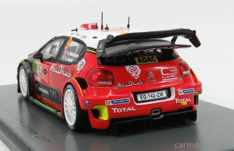 Spark-model Citroen C3 Wrc Team Citroen Total Abu Dhabi Wrt N 9 Rally Nemecko 2017 A.mikkelsen - A.jager 1:43 Červená čierna biela
