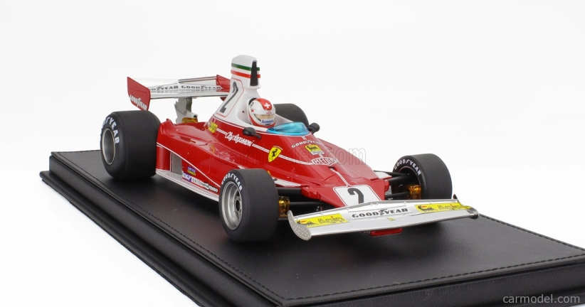 Repliky Ferrari F1 312t N 2 Pole Position Najrýchlejšie kolo a víťaz Long Beach Usa Gp (s figúrkou pilota) 1976 Clay Regazzoni 1:18 Red