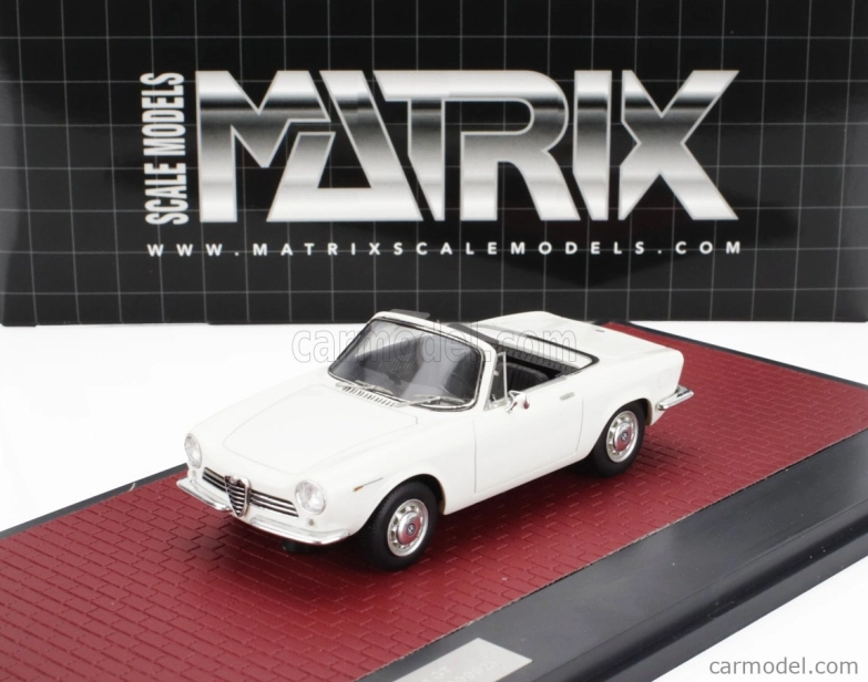 Matrix modely v mierke Alfa romeo Giulia Gt Cabriolet Spider Prototipo 1963 1:43 Biela