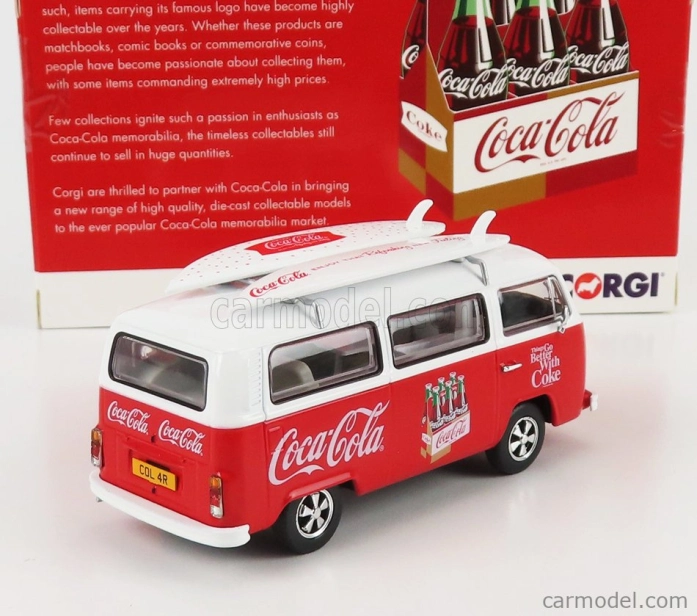 Corgi Volkswagen T1 Minibus Coca-cola With Surfboard 1961 1:43 Bílá Červená