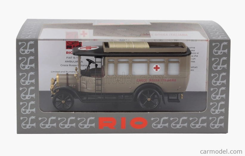 Rio-modely Fiat 15bl Truck Ambulanza C.r.i. Croce Rossa Italiana 1911 1:43 Vojenská béžová