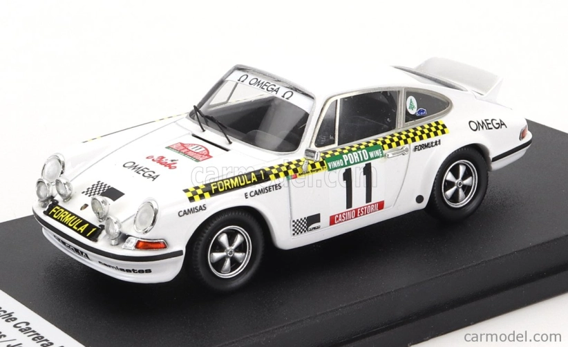 Trofeu Porsche 911 Carrera Rs (nočná verzia) N 11 Rally Portugal 1976 Antonio Borges - Joao Anjos 1:43 Biela