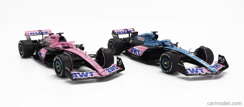 Solido Renault Set 2x F1 A523 Team Bwt Alpine Press Launch Livery N 10 Pierre Gasly - N 31 Esteban Ocon 2023 1:18 Modrá čierna ružová