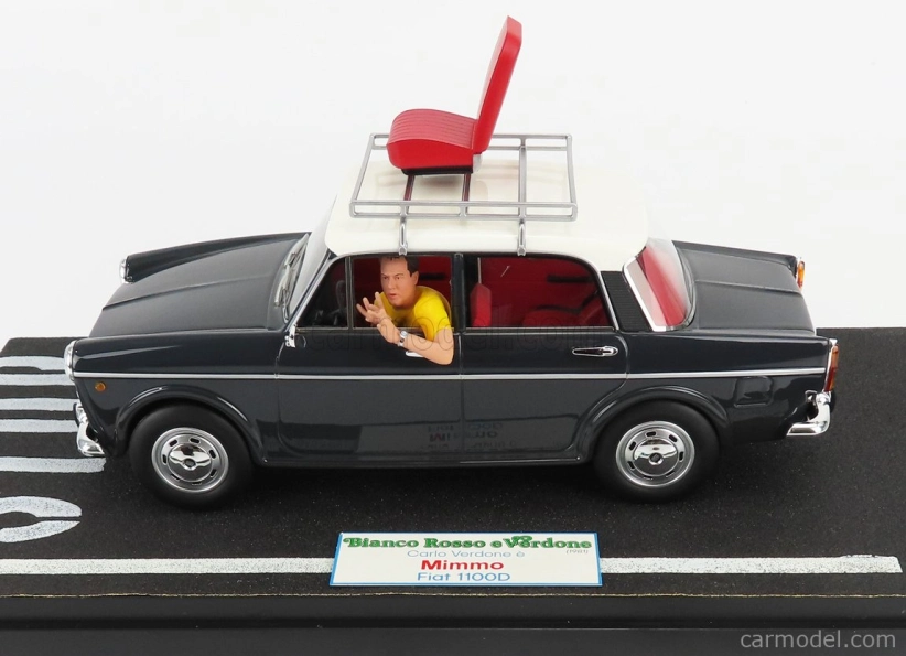 Clc-models Fiat 1100d s figúrkou Mimmo (carlo Verdone) 1981 Bianco Rosso E Verdone Movie 1:18 Grey