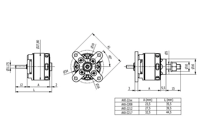 AXI 2217/12 V3 střídavý motor