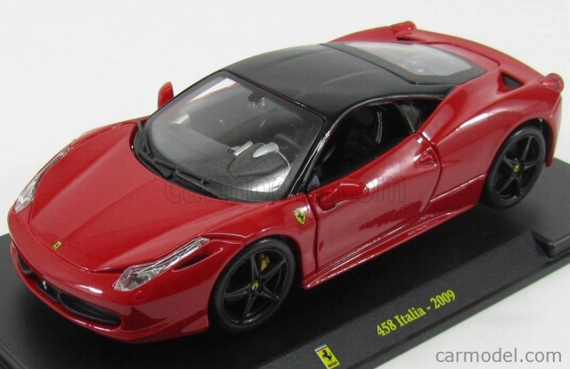 Edicola Ferrari 458 Italia 8c 2009 - Con Vetrina - With Showcase 1:24 Červená Černá