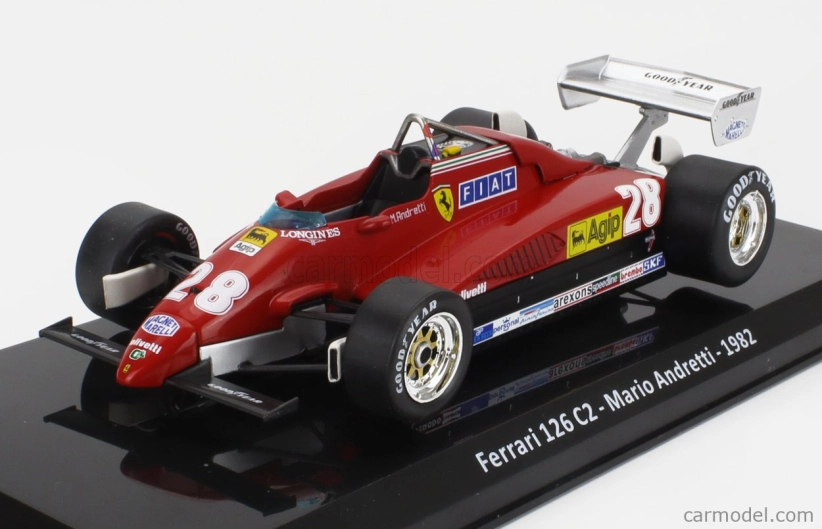 Edicola Ferrari F1 126 C2 N 28 Sezóna 1982 Mario Andretti - Con Vetrina - S vitrínou 1:24 červená