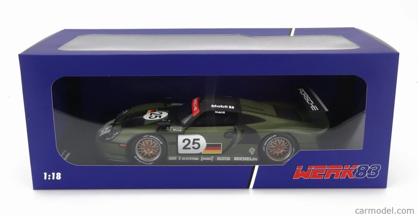 Werk83 Porsche 911 3.2l Gt1 Evo Team Porsche Ag N 25 Pre Qualifying 24h Le Mans 1997 T.boutsen - H.j.stuck - Y.dalmas 1:18 Zelená