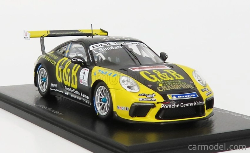 Spark-model Porsche 911 991-2 Gt3 Cup N 11 Porsche Carrera Cup Scandinavia Champion 2020 L.sundahl 1:43 Black Yellow