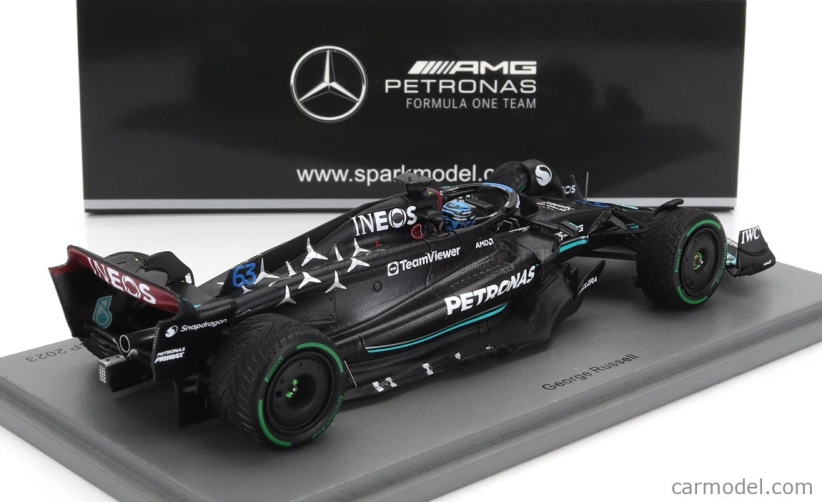 Spark-model Mercedes gp F1 W14 Team Mercedes-amg Petronas Formula One N 63 5th Monaco Gp 2023 George Russel 1:43 Matt Black