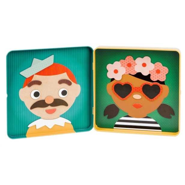 Petitcollage Magnetické puzzle Happy Faces - poškodená kovová krabička