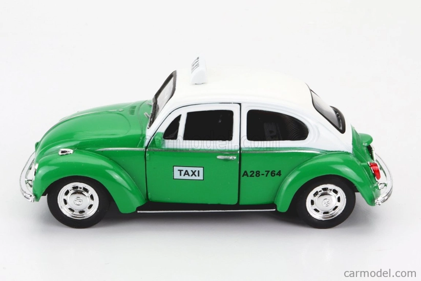Welly Volkswagen Beetle Maggiolino Taxi Mexico 1969 - Damage Card Box 1:38 Zelená Bílá