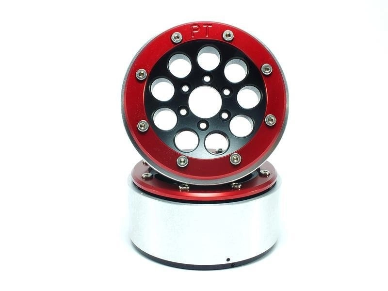 Kovové Beadlock CNC disky Absima Metsafil 1.9 Gun Black/Red, 2 ks