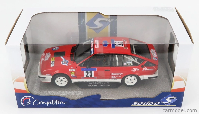 Solido Alfa romeo Alfetta Gtv6 N 23 Rally Tour De Corse 1985 Y.loubet - J.b.vieu 1:18 Červená Bílá