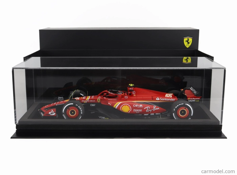 Looksmart Ferrari F1  Sf-24 Team Scuderia Ferrari N 55 3rd Bahrain Gp 2024 Carlos Sainz - Con Vetrina - With Showcase 1:18 Červená Černá