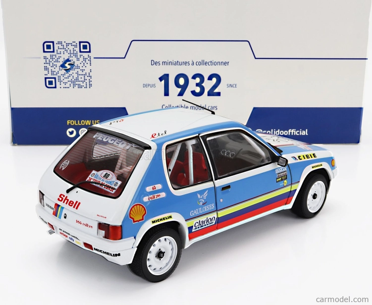 Solido Peugeot 205 1.9 Rally Schwab Collection 1990 1:18 Světle Modrá