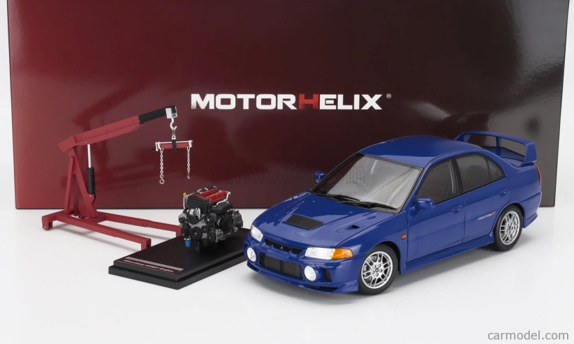 Motorhelix Mitsubishi Lancer Evo Iv s motorom a príslušenstvom 1999 1:18 modrá