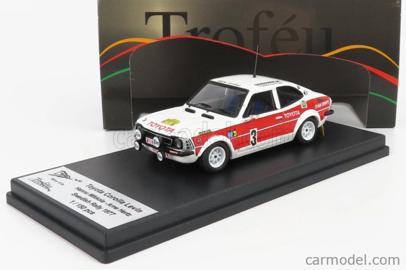Trofeu Toyota Corolla N 3 Rally Sweden 1971 H.mikkola - A.hertz 1:43 Bílá Červená
