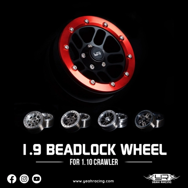 1.9 Beadlock hliník CNC 5 Spoke Titanium, 2ks