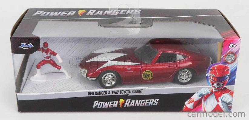 Jada Toyota 2000gt Coupe 1967 With Power Rangers Figure 1:32 Červená Met Bílá