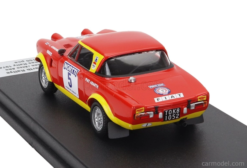Trofeu Fiat 124 Abarth (night Version) N 5 6th Rally 1000 Lakes 1974 Leo Kinnunen - Also Aho 1:43 Červená Žlutá