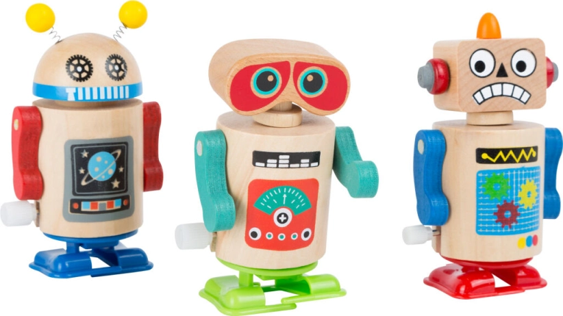 Drevený naťahovací robot na malé nohy 12 kusov