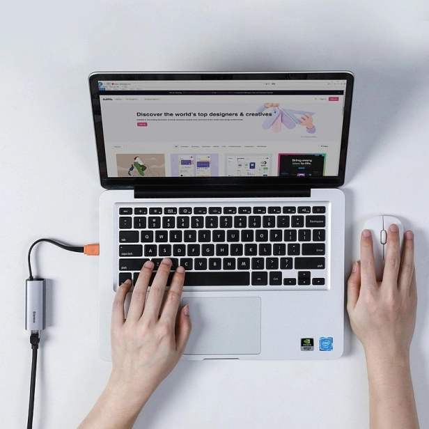 Baseus Steel Cannon USB - LAN, gigabitový sieťový adaptér (sivý)