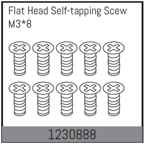 1230888 - M3*8 Flat Head Self-tapping Screw Set (10)