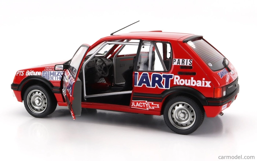 Solido Peugeot 205 1.6 Gti N 132 Rally Montecarlo 1986 Francois Delecour - Anne Chantal Pauwels 1:18 Červená
