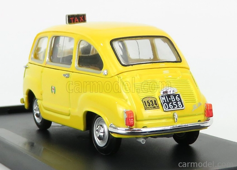 Brumm Fiat 600d Multipla Taxi Milano 1970 1:43 Žltá