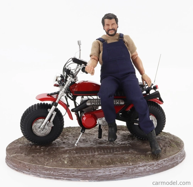 Clc-models Motozodiaco Tuareg 1972 With Bud Spencer Action Figure - From Movie - Altrimenti Ci Arrabbiamo - Tv Series - - Motorcycle 1:12 Red
