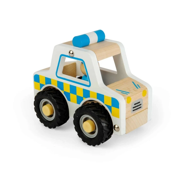 Bigjigs Toys Dřevěné mini policejní auto