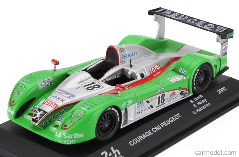 Edicola Courage C60 Peugeot A32 3.2l Turbo V6 Team Pescarolo Sport N 18 24h Le Mans 2002 Stephane Ortelli - Ukyo Katayama - Eric Helary 1:43 Zelená Strieborná