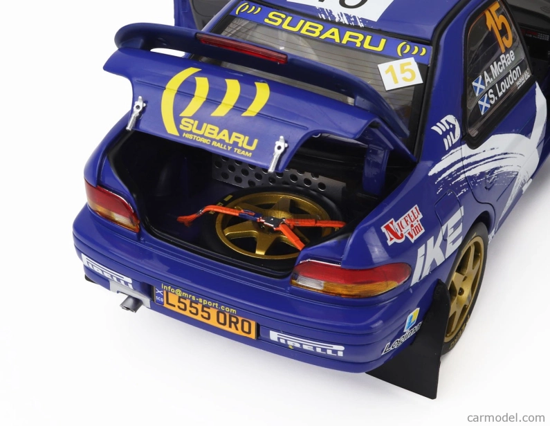 Sun-star Subaru Impreza 555 N 15 Rally Mythical Cars 2023 Alister Mcrae - Stuart Loudon Logiman 1:18 Modrá Bílá