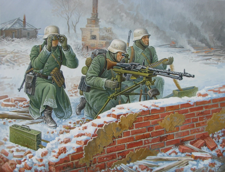 Zvezda figurky Ger. Machine-gun with Crew (Winter Uniform) (1:72)